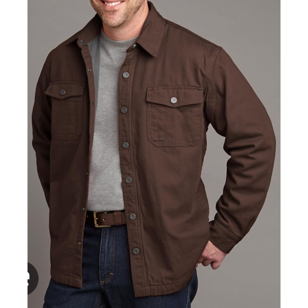 Duluth Trading Hanger Bender Fire Hose Shirt Shacket Brown Flannel Lined Mens 3X